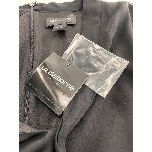 Liz Claiborne Black Long Sleeve Sheer Bow Tie Career Dress 6 Old Money Retro a - Picture 6 of 12